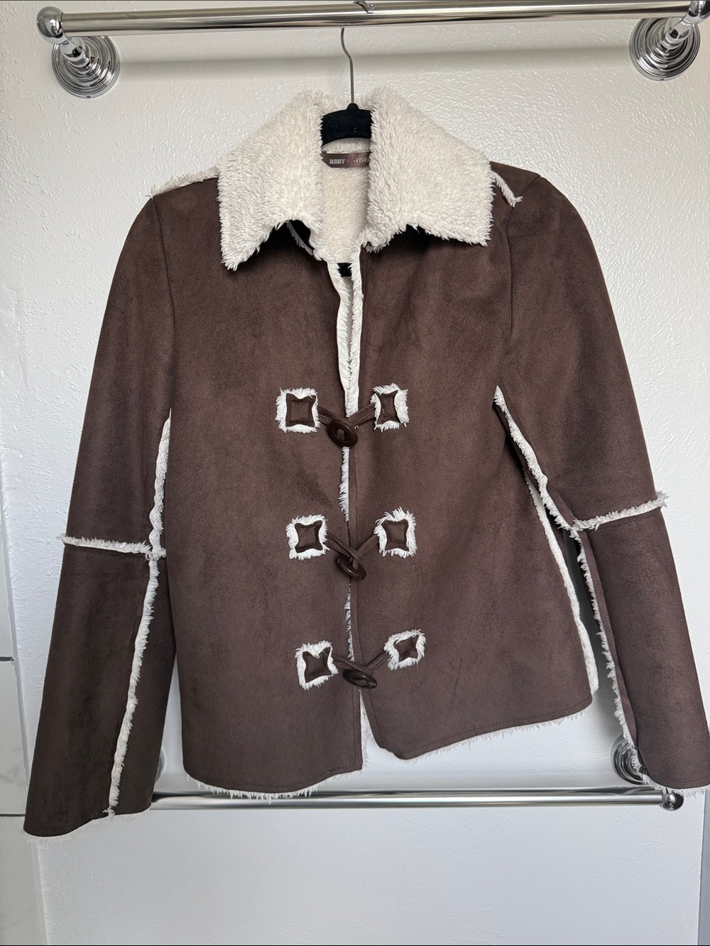 Women’s Brown Faux-Shearling Toggle Coat